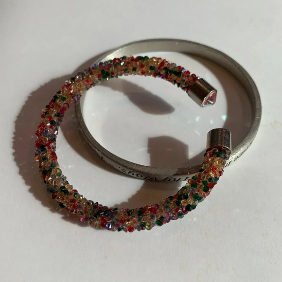 Psalm 91:11 Bible Verse Bracelet Bundle with Adjustable Crystal Bangle Silver - Picture 2 of 6